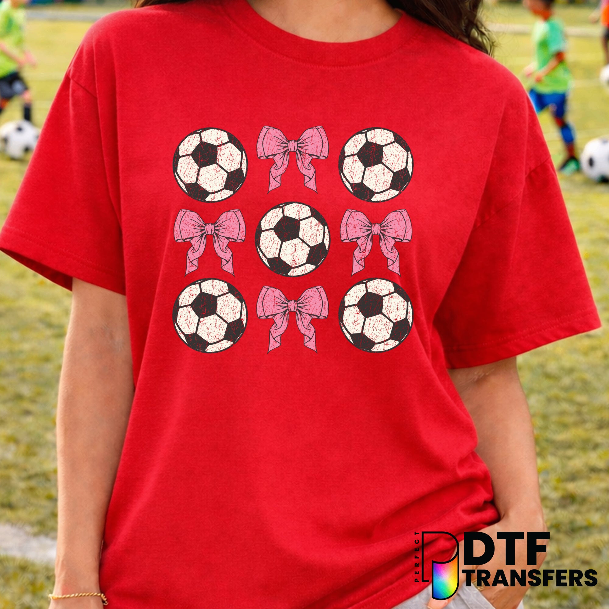 Coquette Soccer Ball with Bow – Soccer DTF Transfer