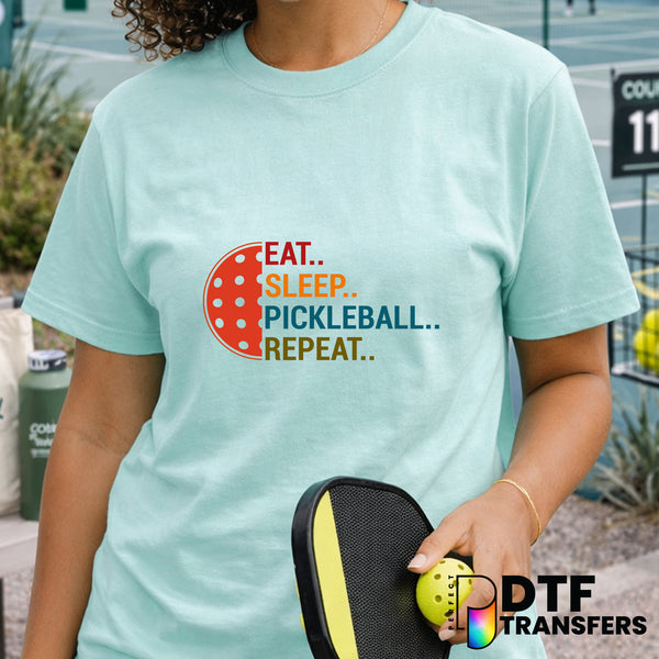 Eat Sleep Pickleball Repeat – Pickleball DTF Transfer