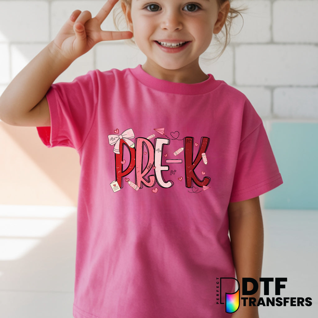 Pre-K Hearts & Bows – Teacher DTF Transfer