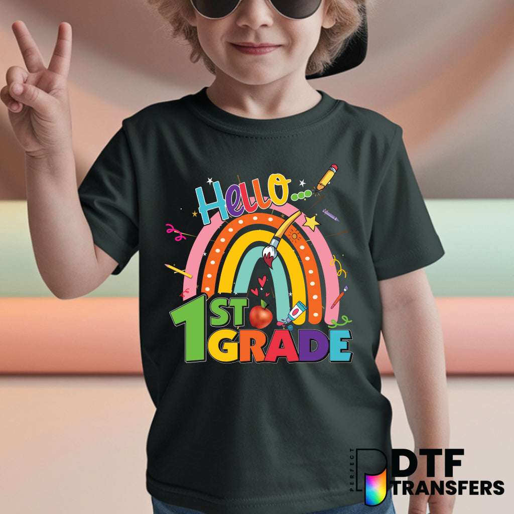 Hello First Grade Welcome Back to School – Teacher DTF Transfer