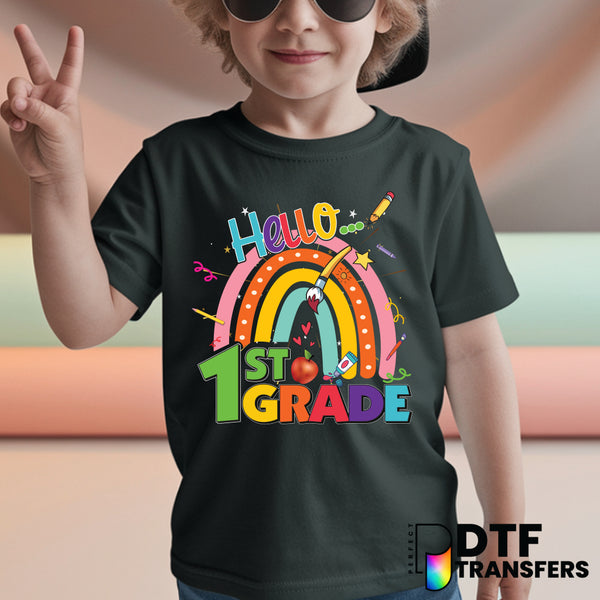 Hello First Grade Welcome Back to School – Teacher DTF Transfer