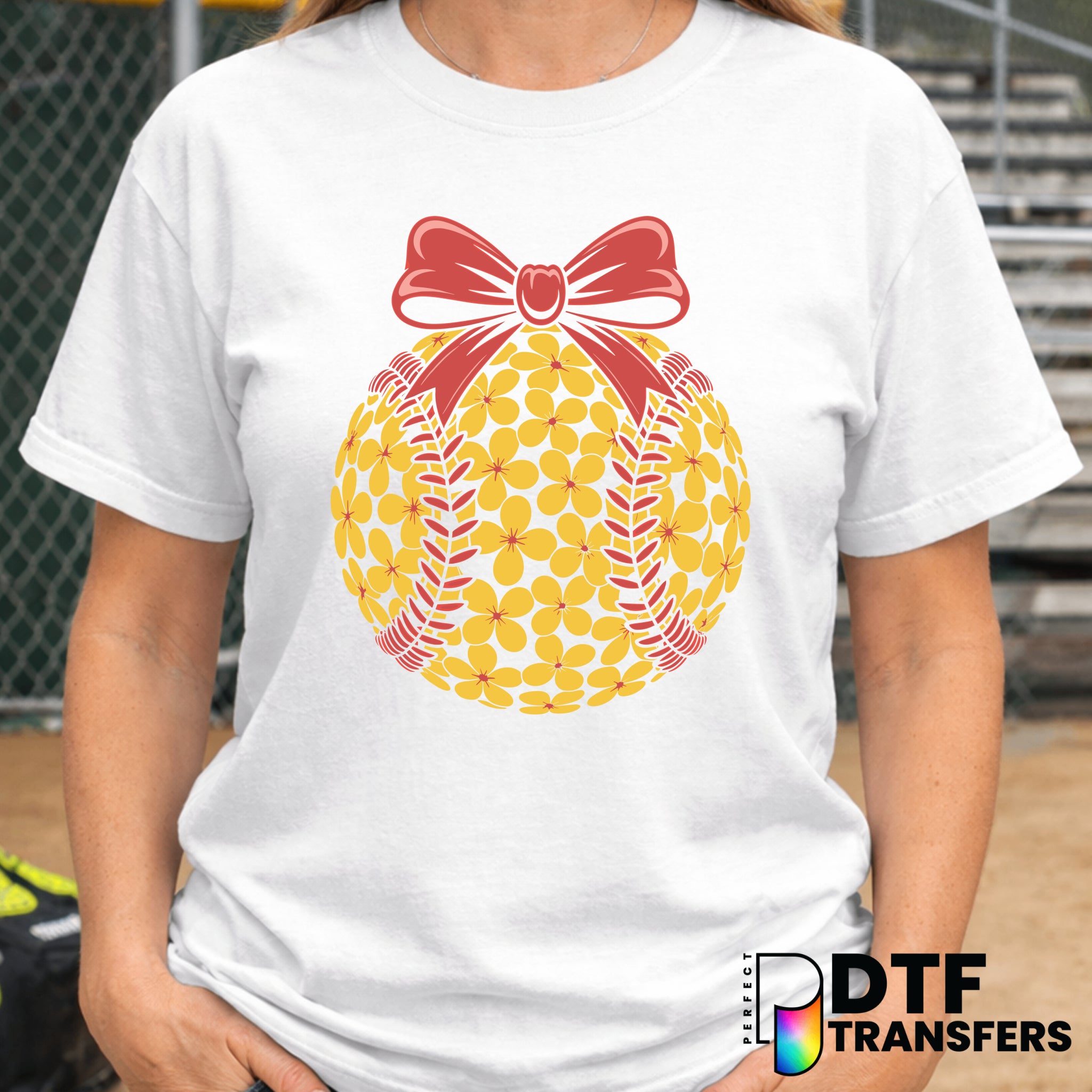 Softball Daisy Floral Coquette Bows – Softball DTF Transfer