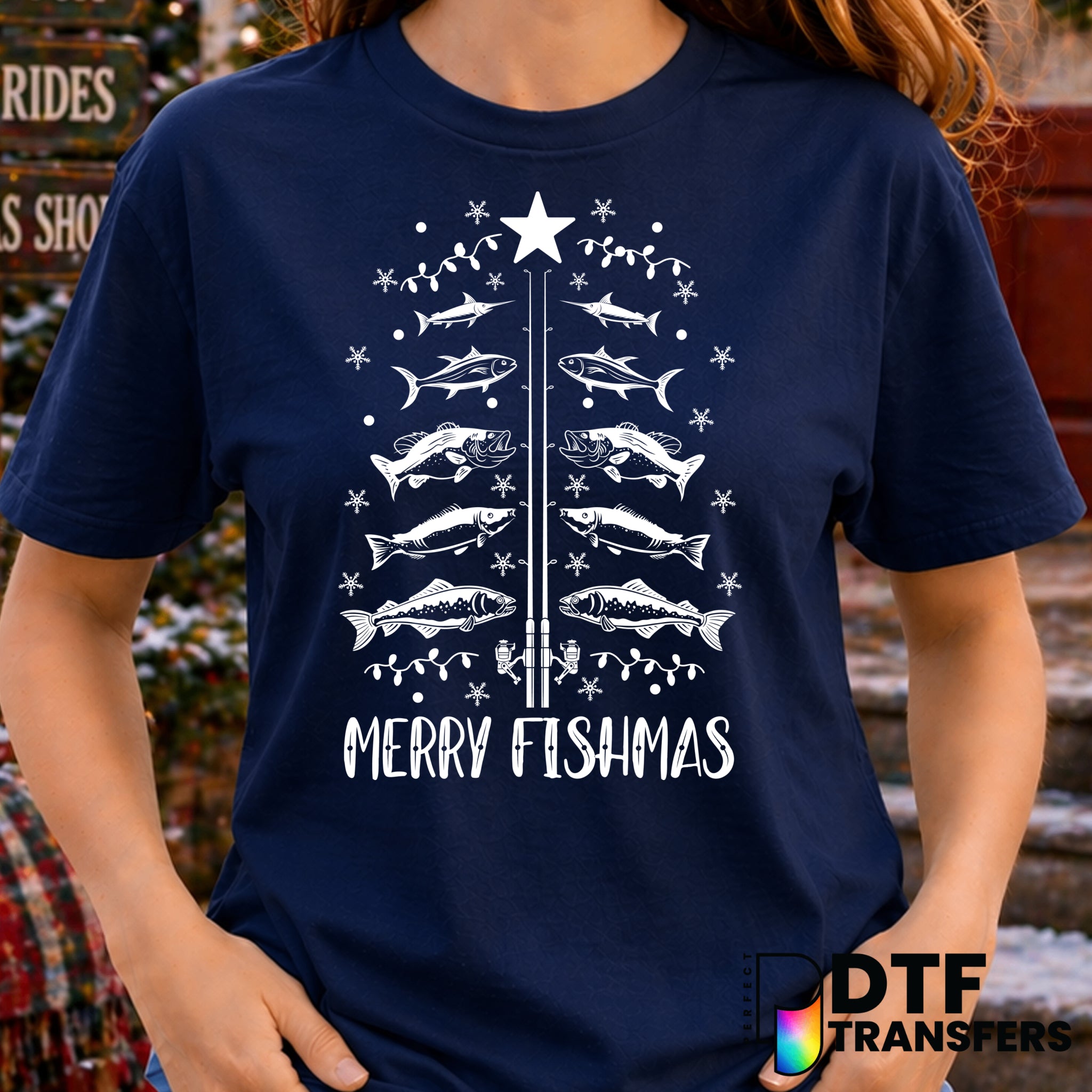 MERRY FISHMAS FISH CHRISTMAS TREE – Christmas DTF Transfer