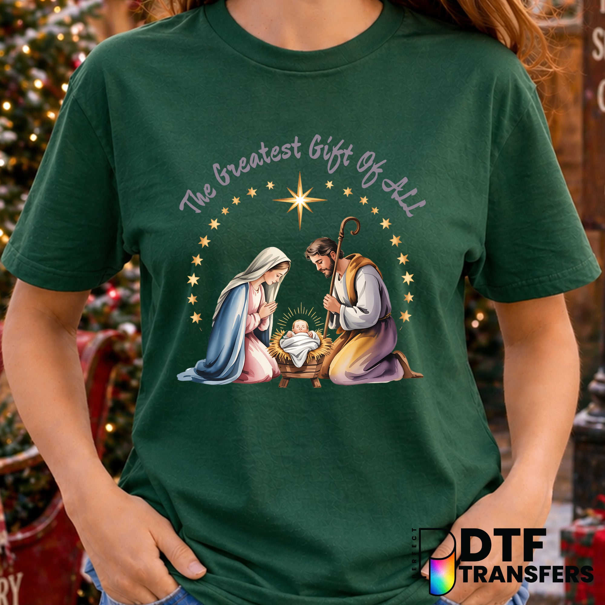 The Greatest Gift of All Jesus Religious Christmas – Christmas DTF Transfer
