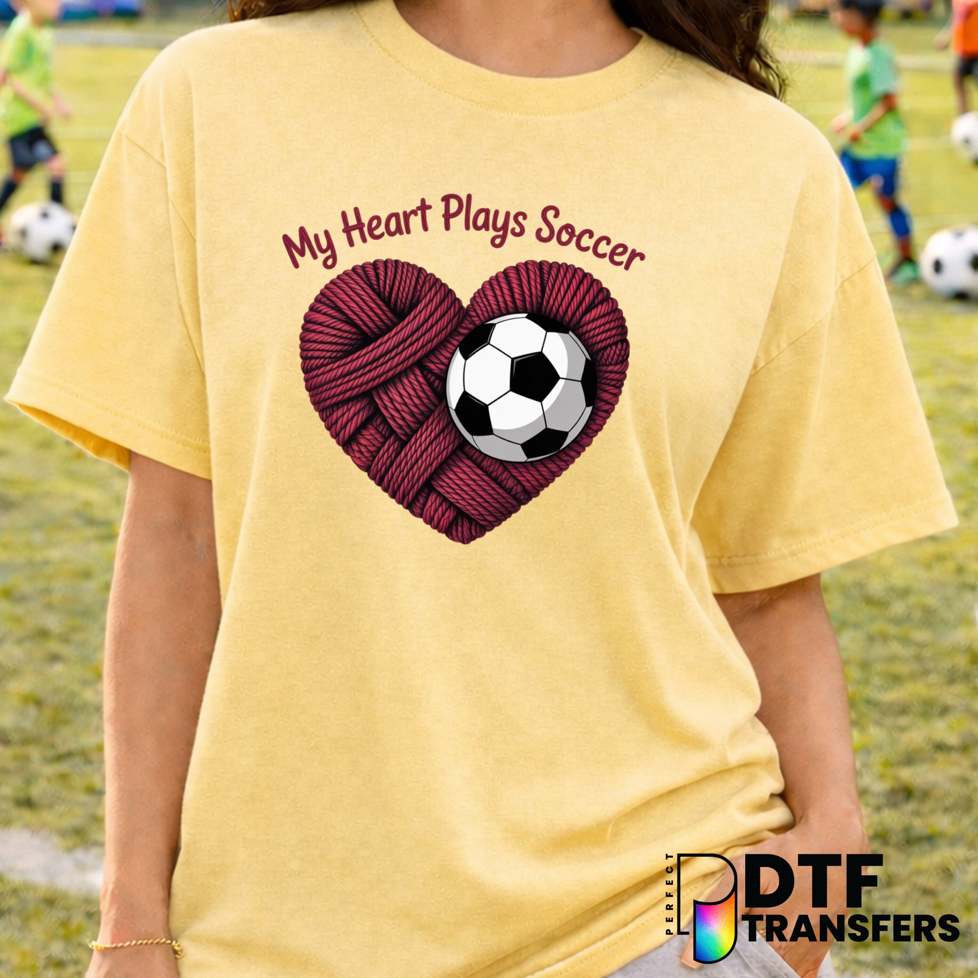My Heart Plays Soccer – Soccer DTF Transfer