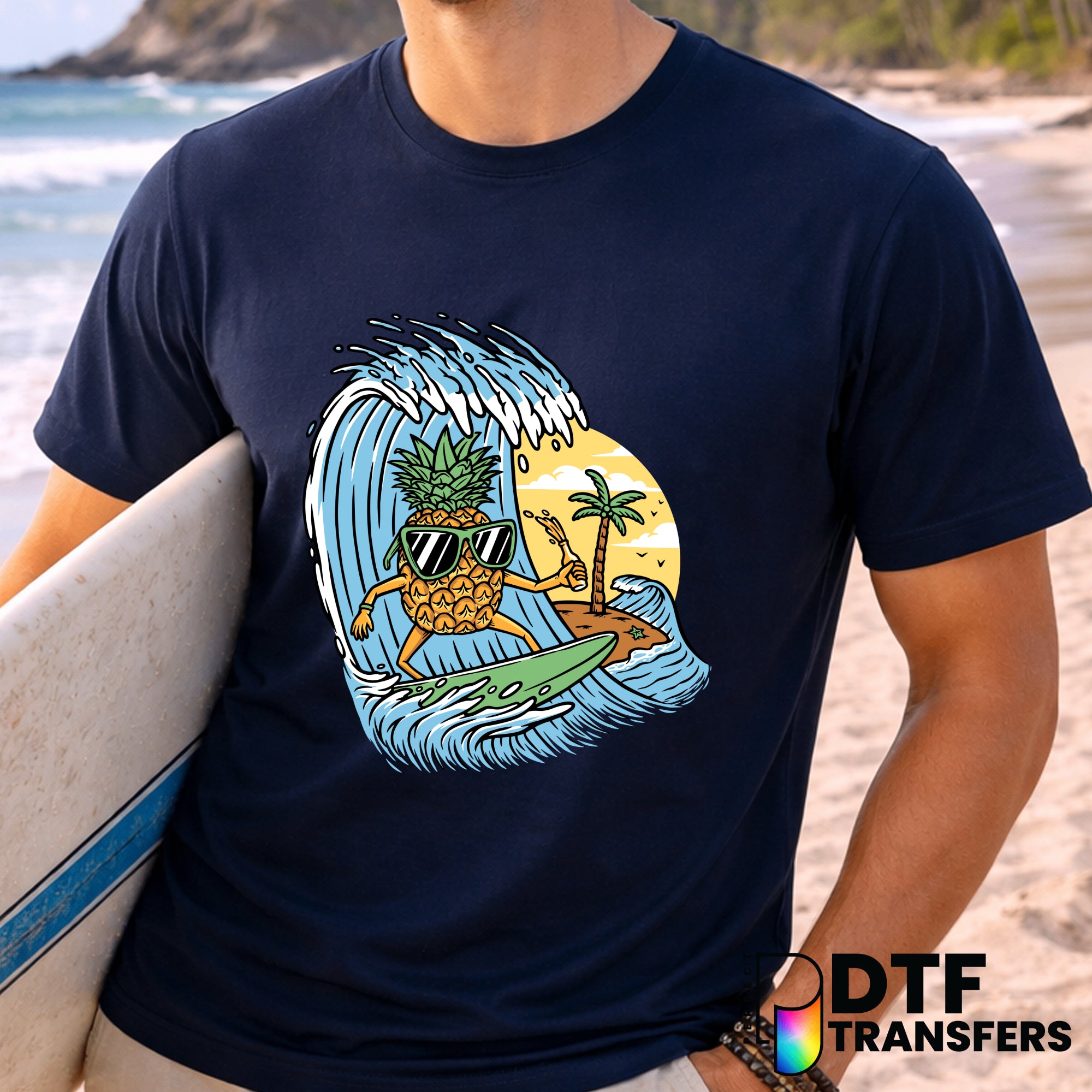 Pineapple Surfing Summer Beach – Surfing DTF Transfer