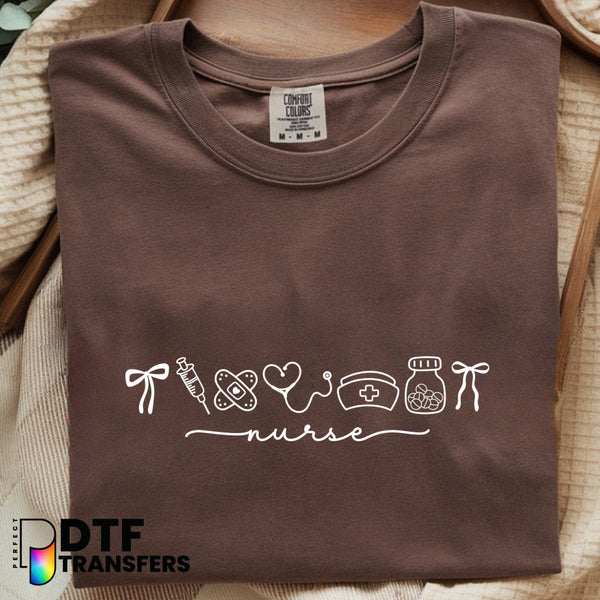 Coquette Nurse Life Nursing Doodle School Nurse – School Nurse DTF Transfer
