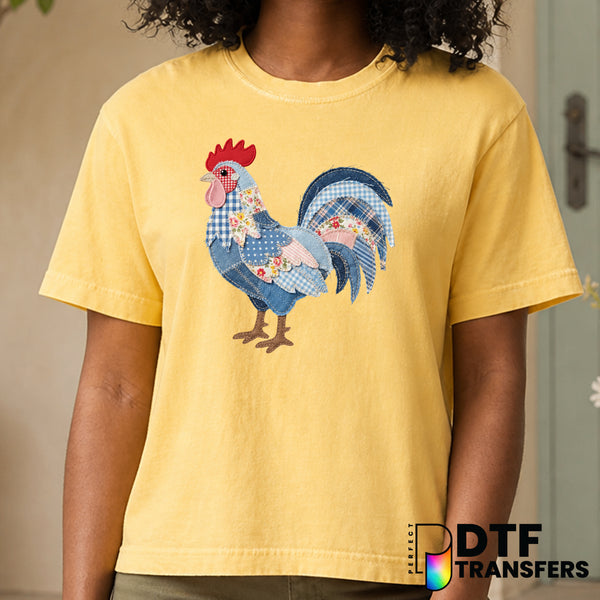Easter Chicken Faux Patchwork Denim – Easter DTF Transfer