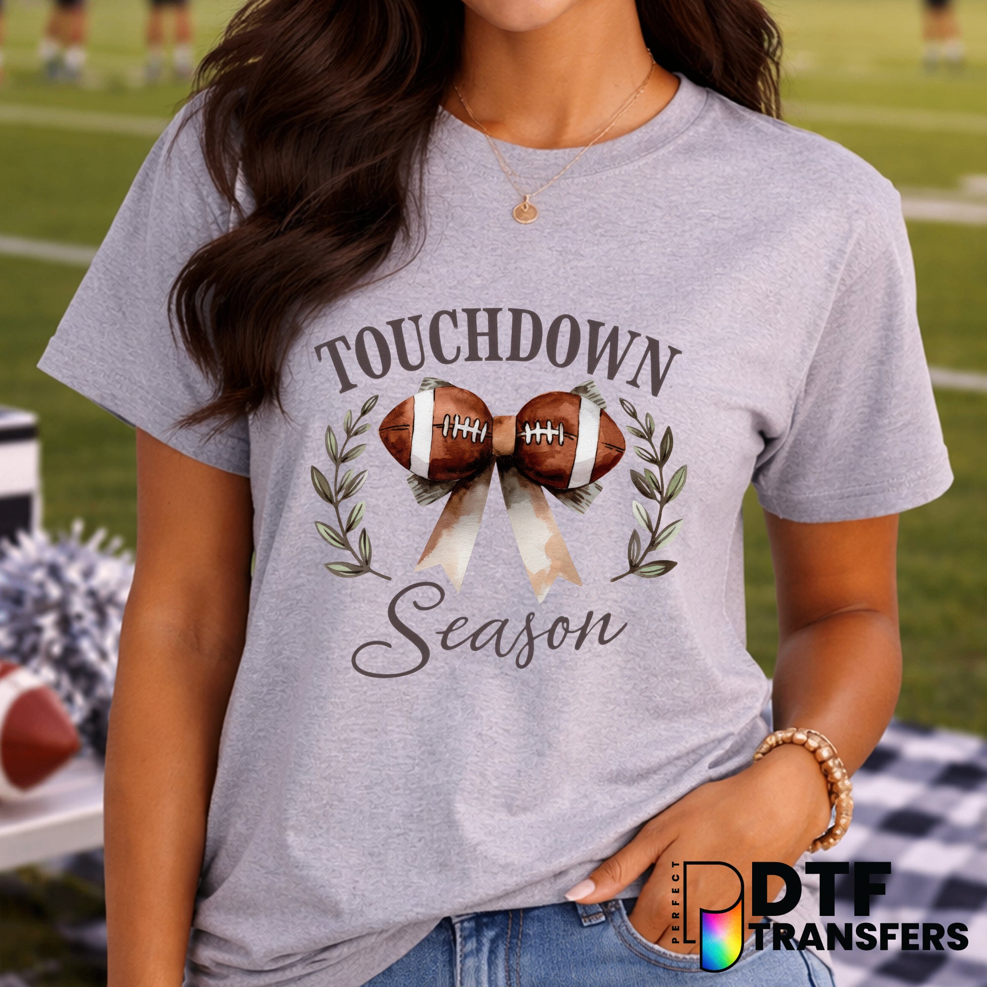 Touchdown Season Coquette Football Laurel – DTF Transfer