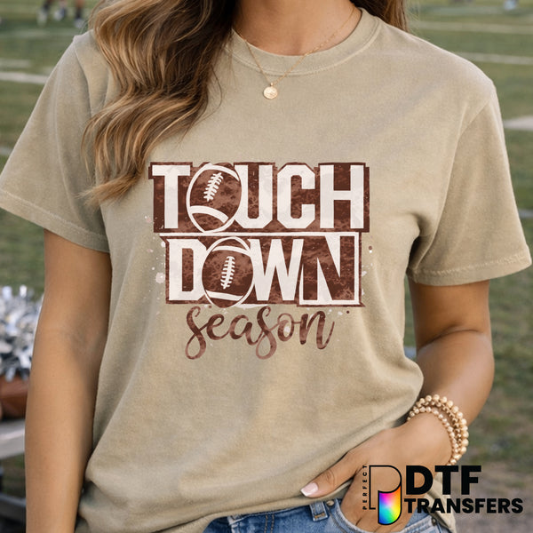 Touchdown Season Retro Watercolor Stack Football – DTF Transfer