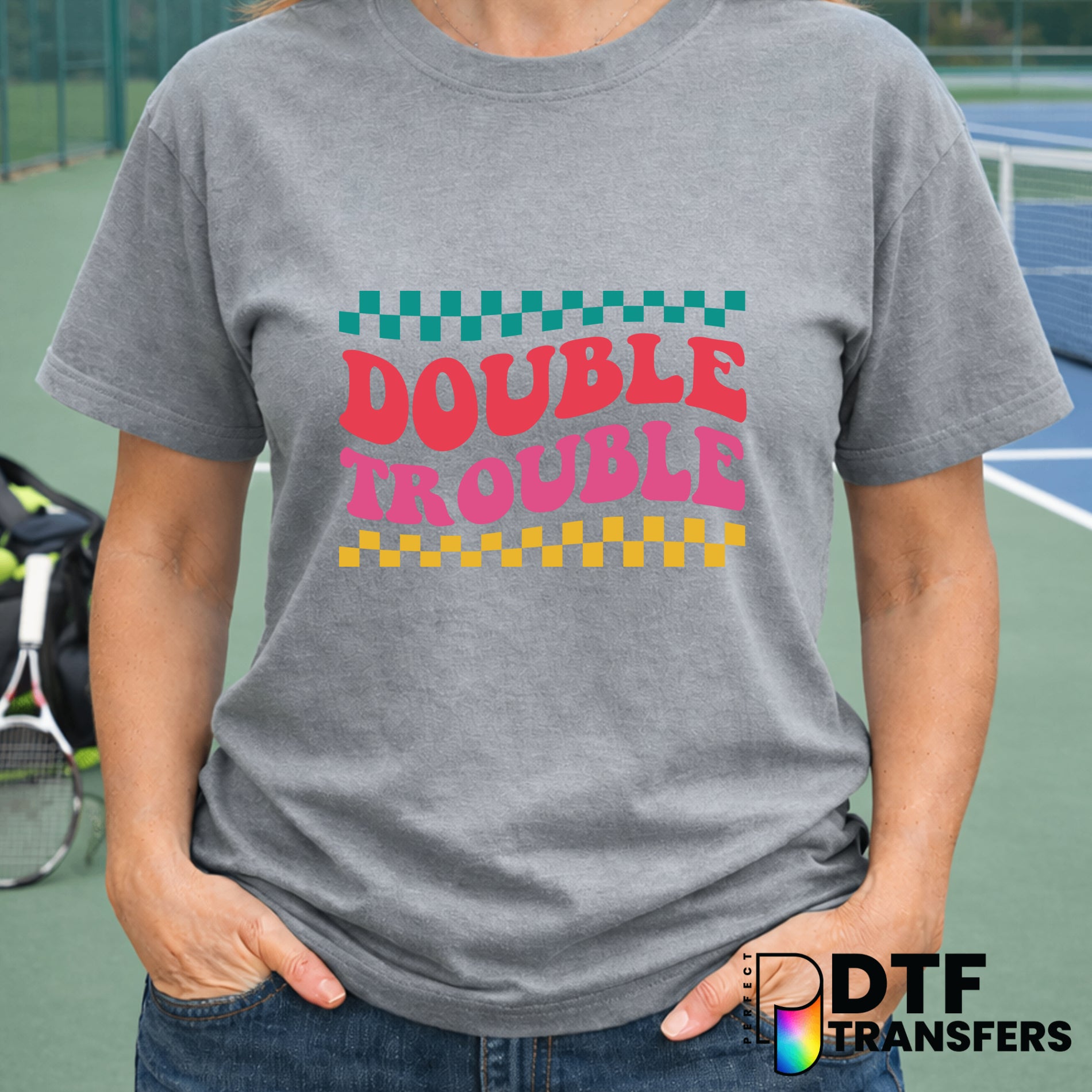 DOUBLE TROUBLE – Tennis DTF Transfer
