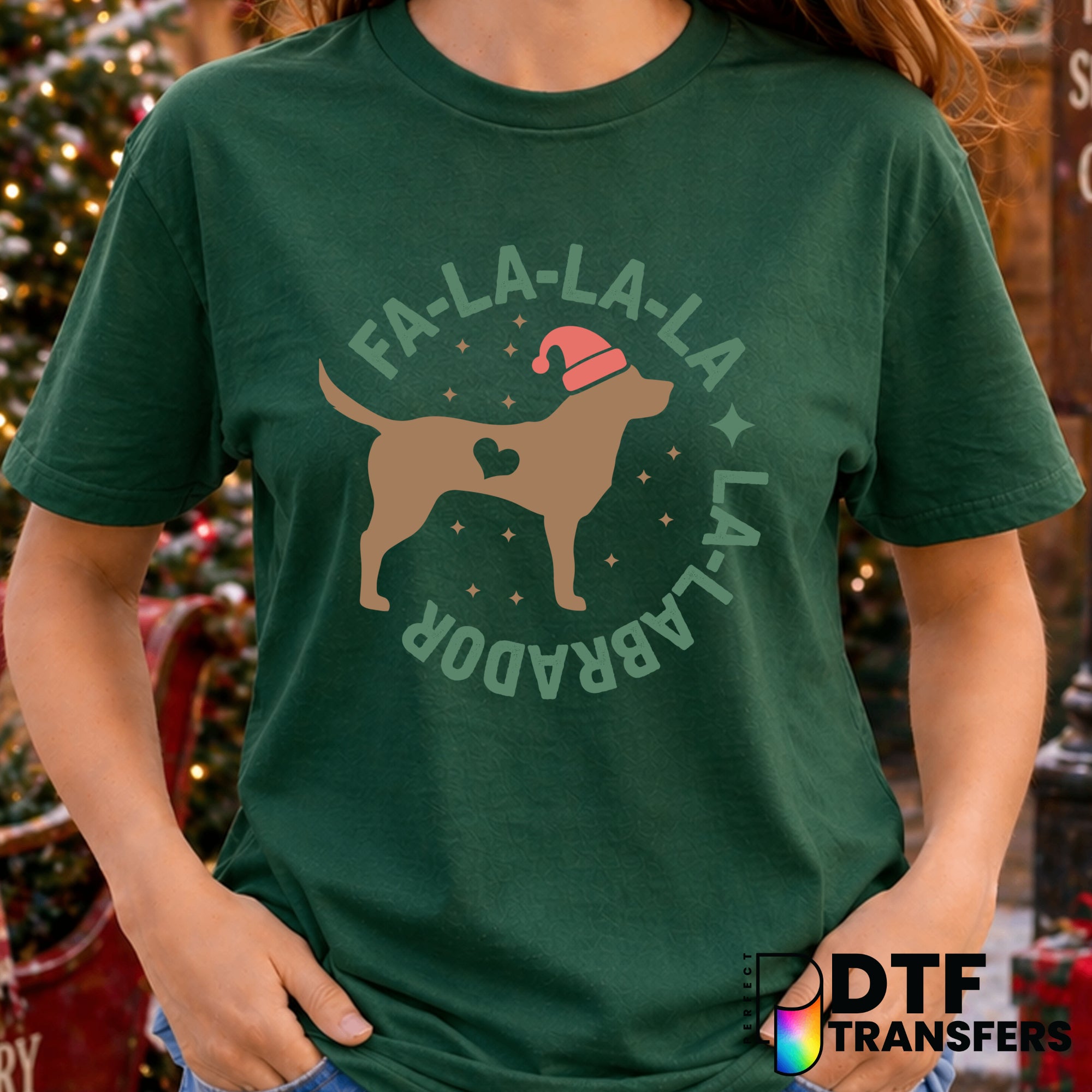 Fa La La Labrador Christmas Dog Mom Pet Lover Heart – Christmas DTF Transfer