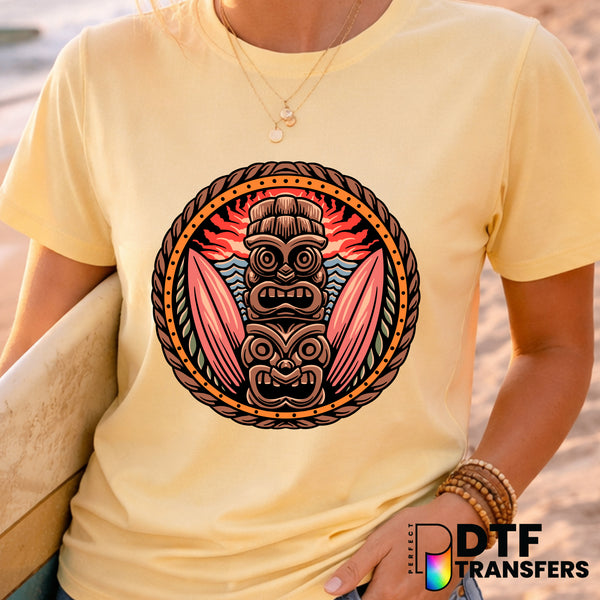 Tiki Surfing Hawaiian Summer – Surfing DTF Transfer