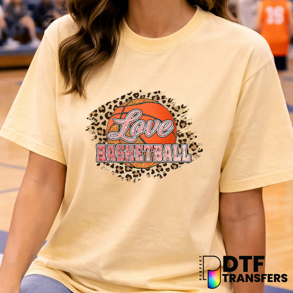 LOVE Basketball Leopard Glitter – DTF Transfer