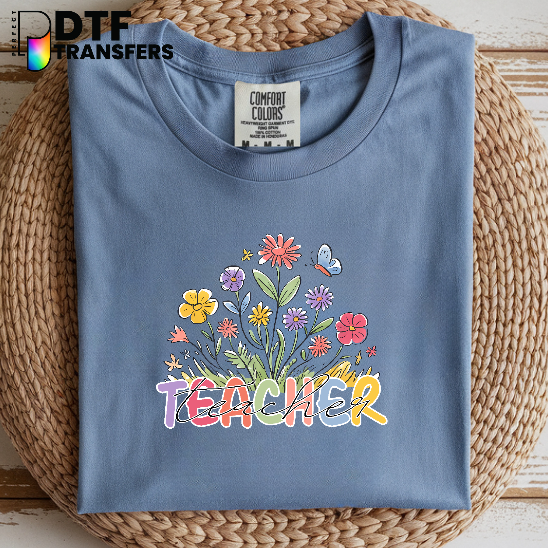 Teacher Floral Crescent Design – Teacher DTF Transfer