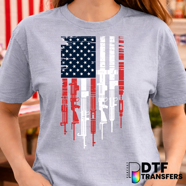 USA America Guns Flag Retro – Fourth of July DTF Transfer