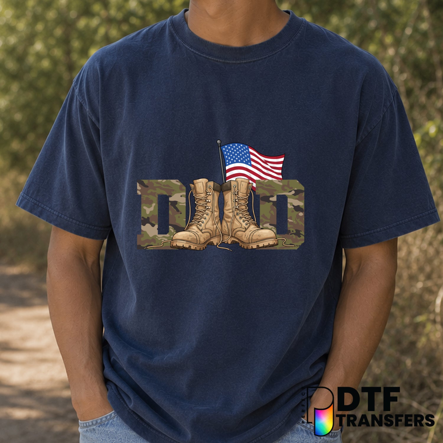 CAMO DAD – Father's Day DTF Transfer (view 1 of 2) – by Perfect DTF Transfers – Premade DTF Transfers – Father's Day, Dad