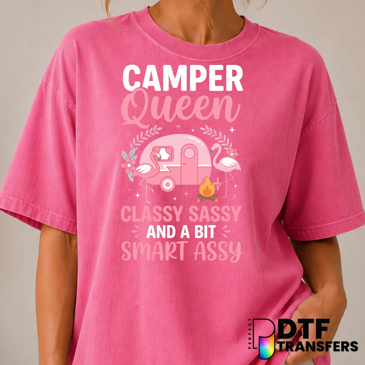 Camper Queen Classy Sassy and A Bit Smart Assy – Camping DTF Transfer (view 2 of 2) – by Perfect DTF Transfers – Premade D...