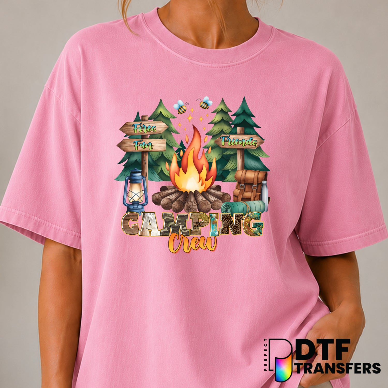 Camping Crew Friends Fires Fun – Camping DTF Transfer (view 2 of 2) – by Perfect DTF Transfers – Premade DTF Transfers – C...