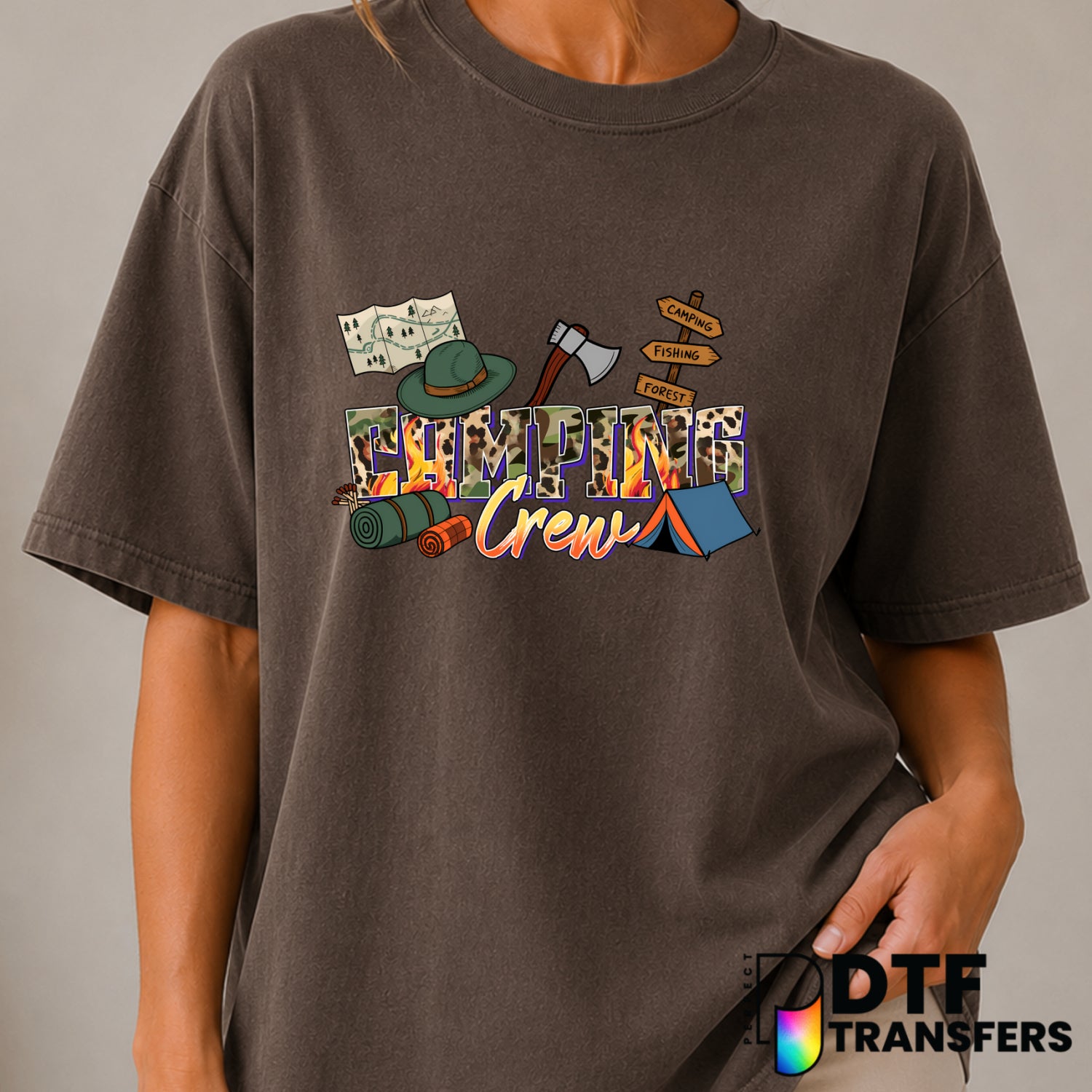 Camping Crew Outdoors – Camping DTF Transfer (view 1 of 2) – by Perfect DTF Transfers – Premade DTF Transfers – Camping, O...