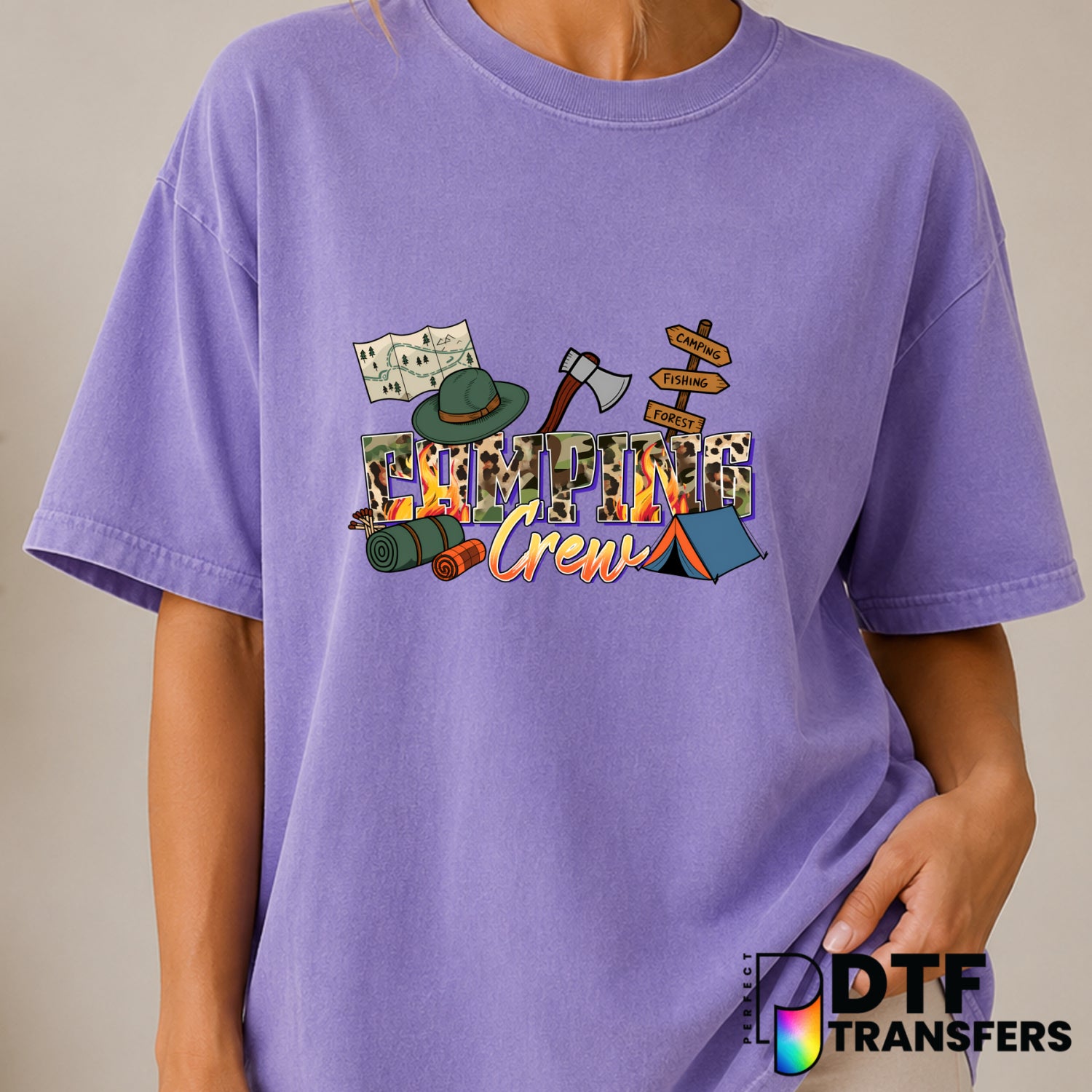 Camping Crew Outdoors – Camping DTF Transfer (view 2 of 2) – by Perfect DTF Transfers – Premade DTF Transfers – Camping, O...