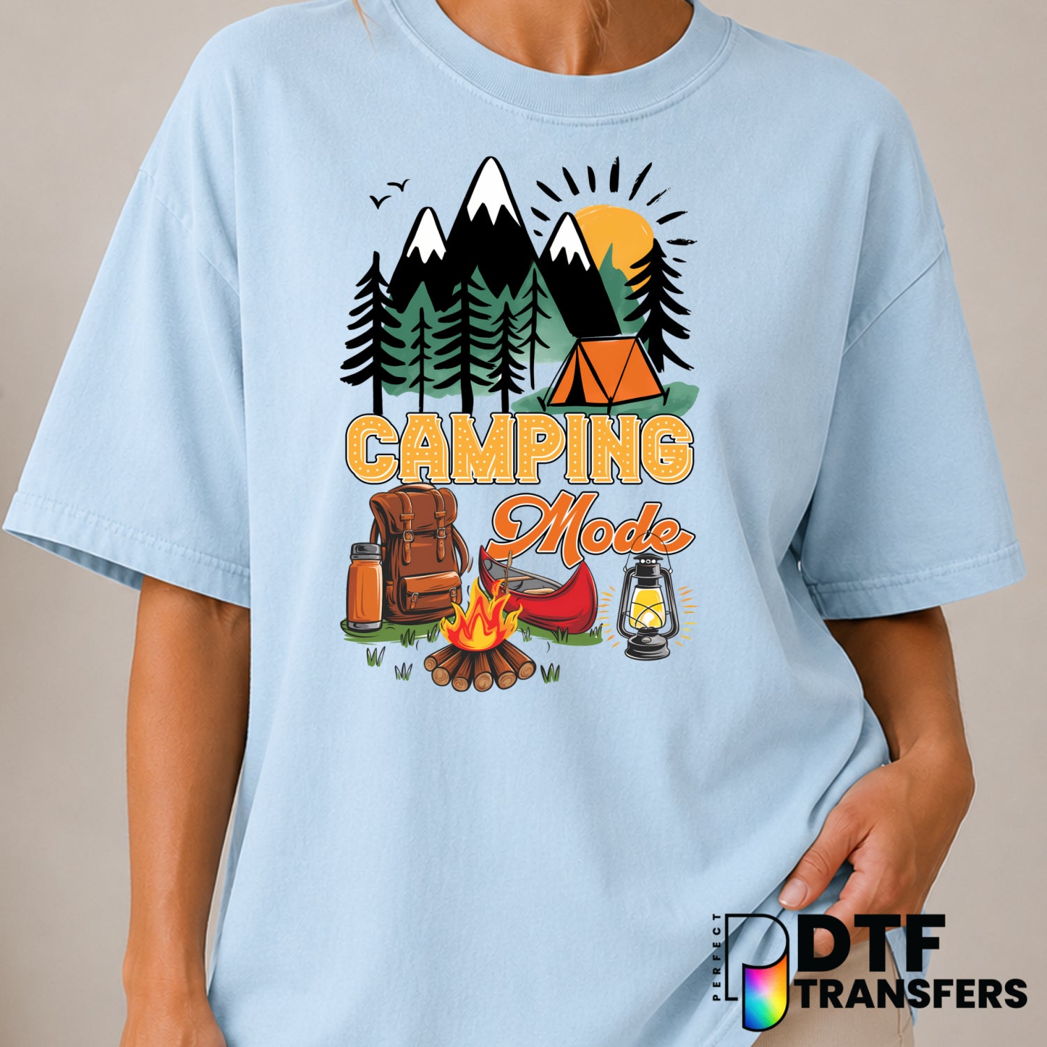 Camping Mode Mountains Calling – Camping DTF Transfer (view 1 of 2) – by Perfect DTF Transfers – Premade DTF Transfers – C...