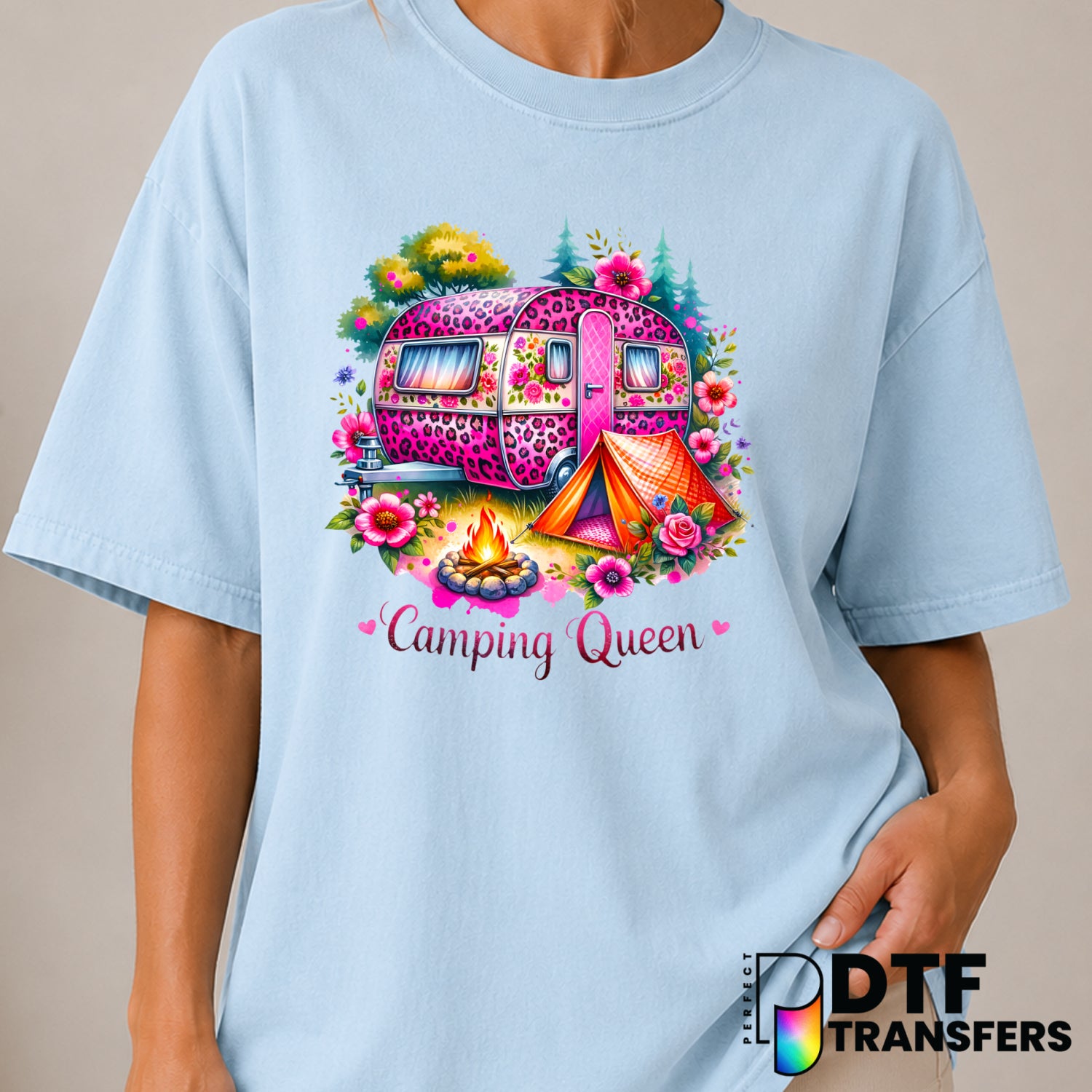 Camping Queen – Camping DTF Transfer (view 1 of 2) – by Perfect DTF Transfers – Premade DTF Transfers – Camping, Outdoor