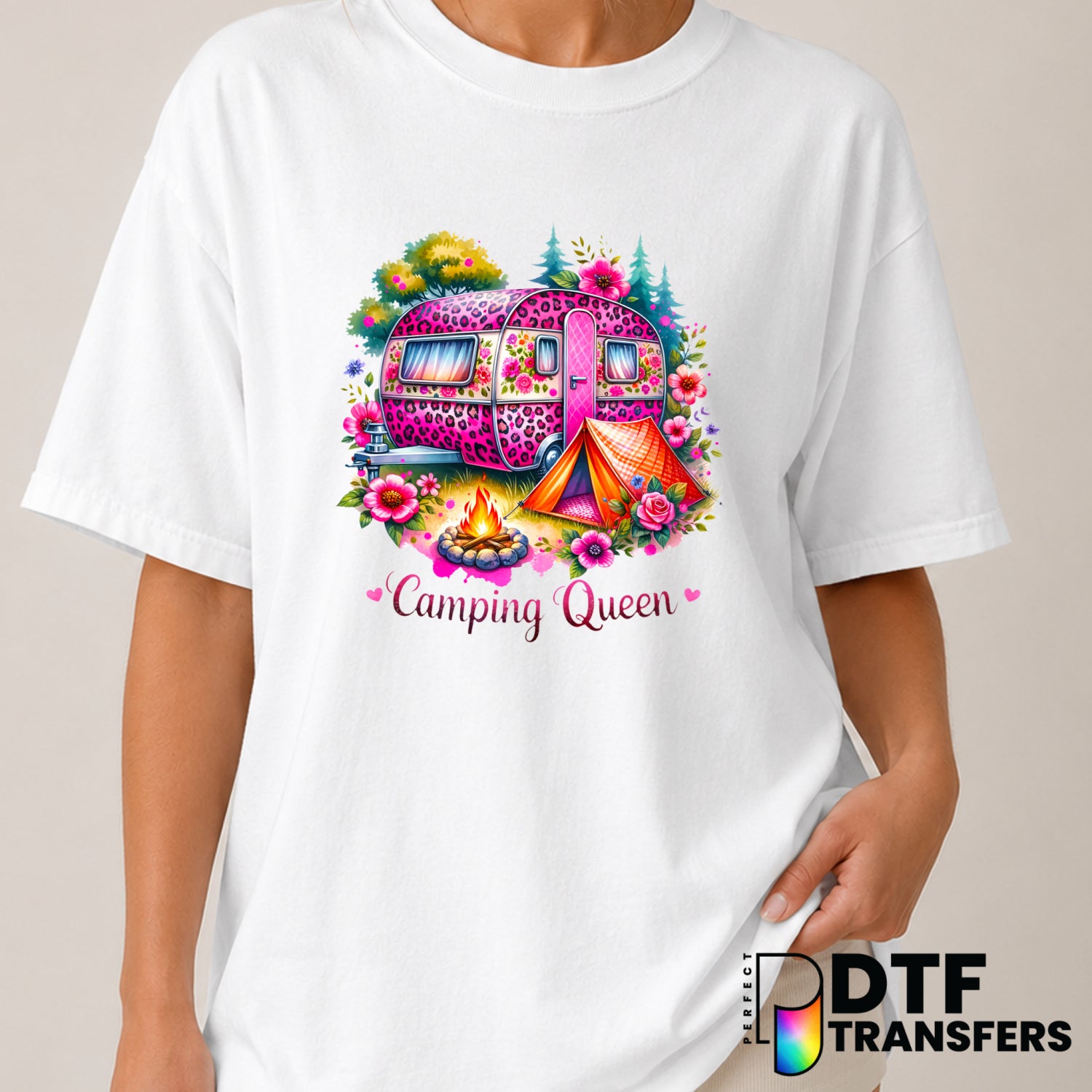 Camping Queen – Camping DTF Transfer (view 2 of 2) – by Perfect DTF Transfers – Premade DTF Transfers – Camping, Outdoor
