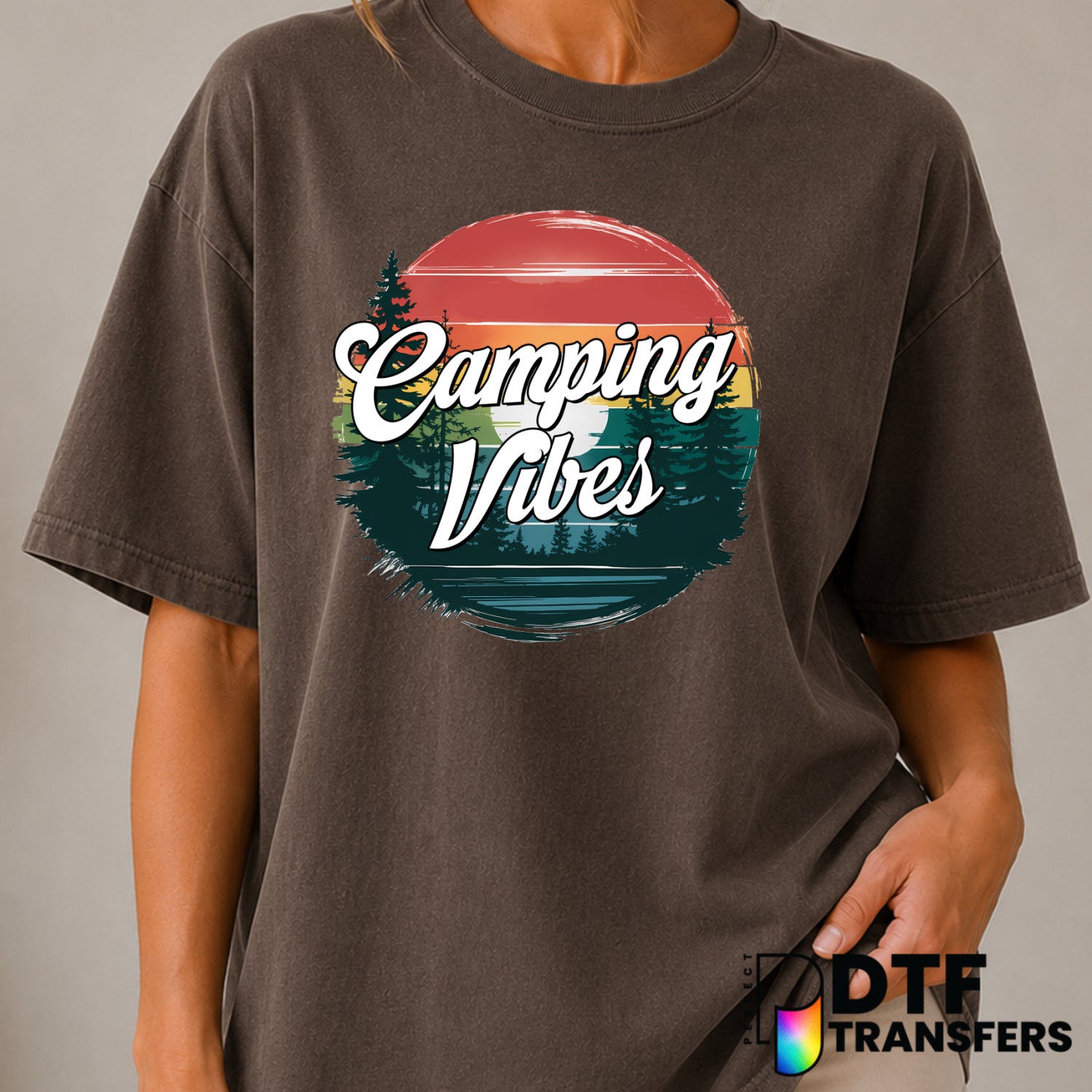 CAMPING VIBES – Camping DTF Transfer (view 1 of 2) – by Perfect DTF Transfers – Premade DTF Transfers – Camping, Outdoor