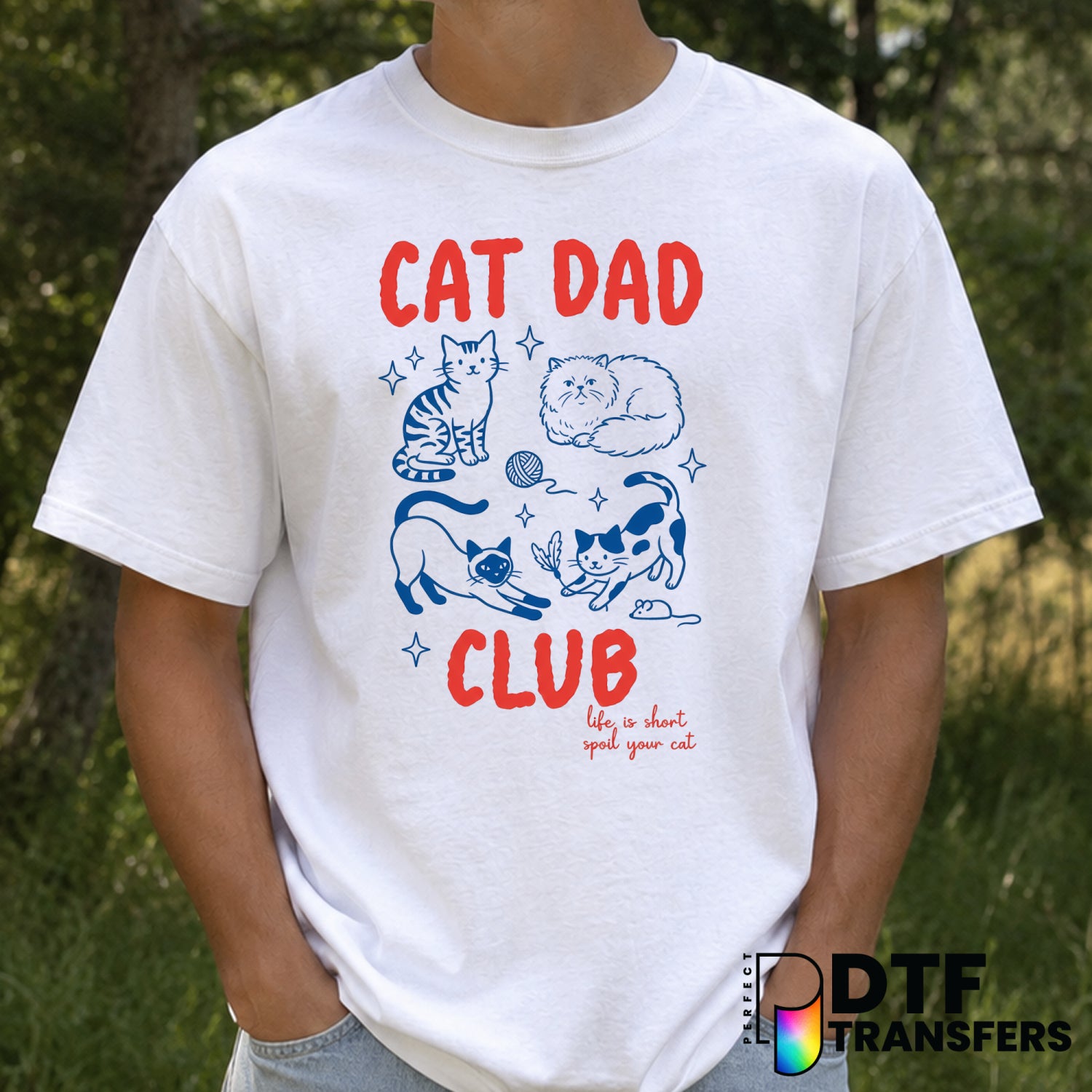 Cat Dad Club – Father's Day DTF Transfer – by Perfect DTF Transfers – Premade DTF Transfers – Father's Day, Dad