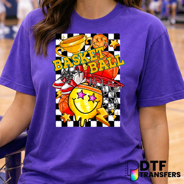 Basketball Smiley Face – Basketball DTF Transfer