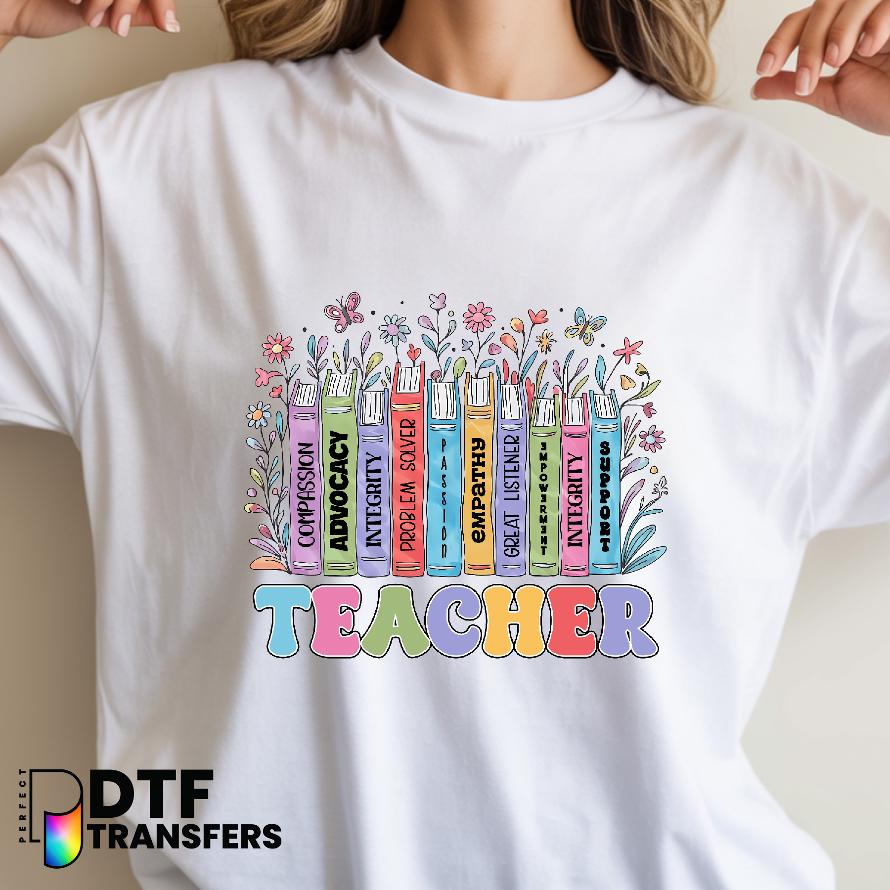 Floral Books TEACHER – Teacher DTF Transfer
