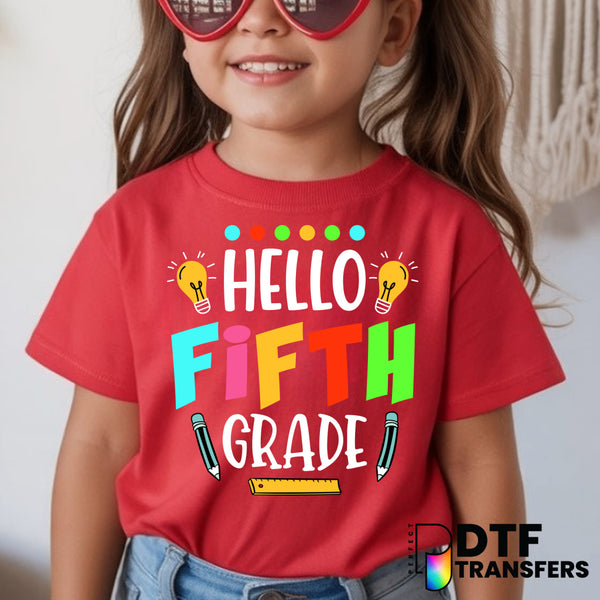 Hello Fifth Grade Lightbulbs – Teacher DTF Transfer