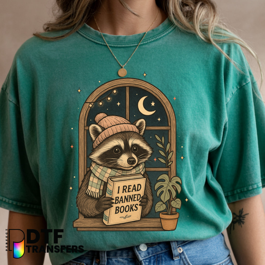 I Read Banned Books Raccoon – Teacher DTF Transfer