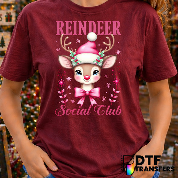 REINDEER SOCIAL CLUB PINK PASTEL CHRISTMAS COQUETTE – Christmas DTF Transfer