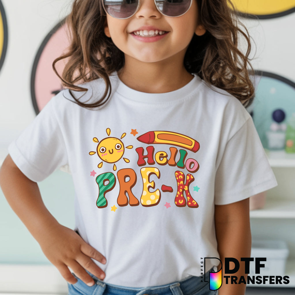 Hello Pre-K Sunshine Smiling Sun – Teacher DTF Transfer