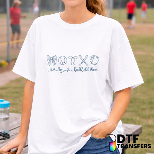 Literally Just A Ballfield Mom Coquette – Baseball DTF Transfer