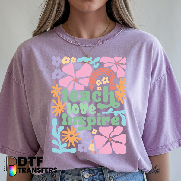 Teach Love Inspire Rainbow – Teacher DTF Transfer