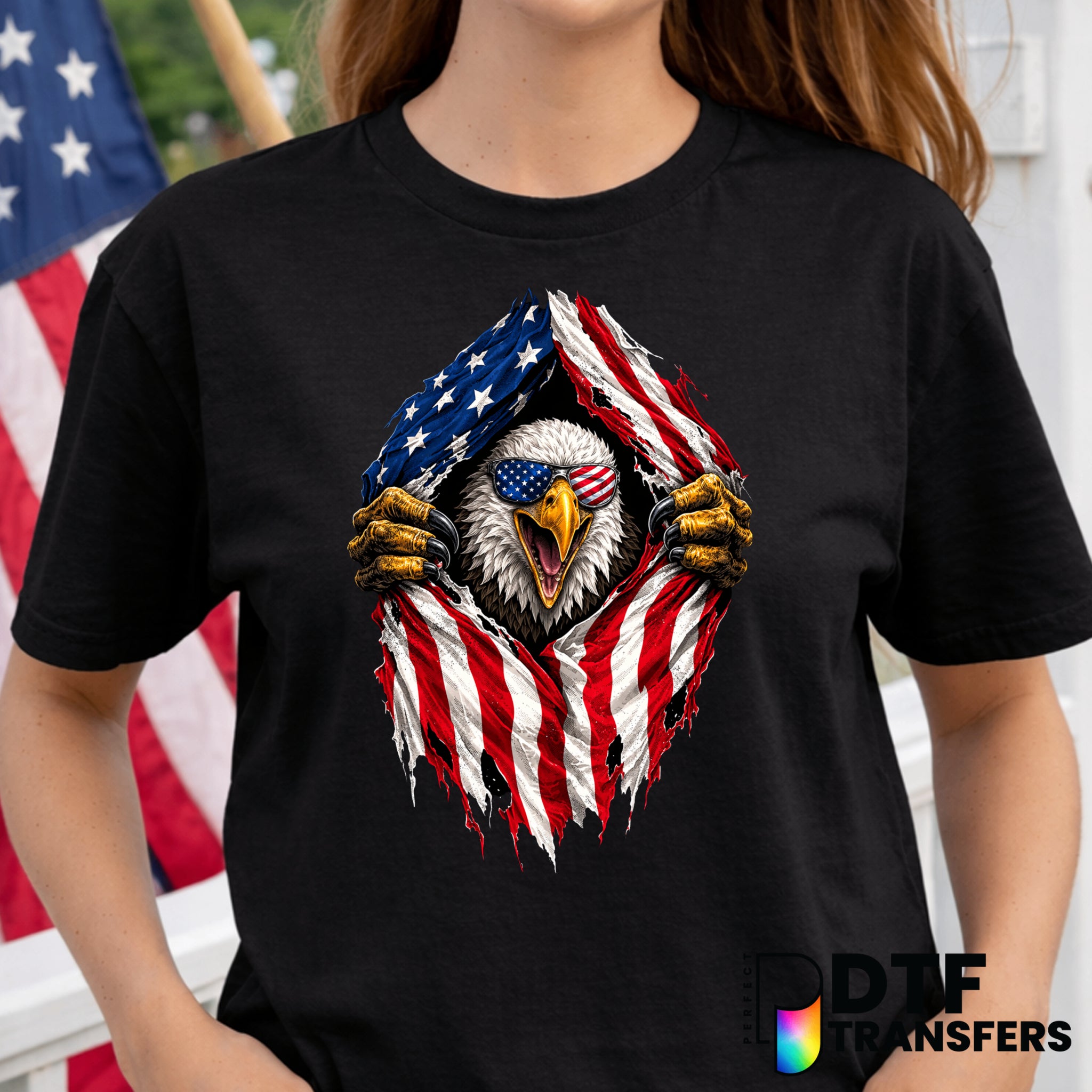 Eagle with American Flag – Fourth of July DTF Transfer