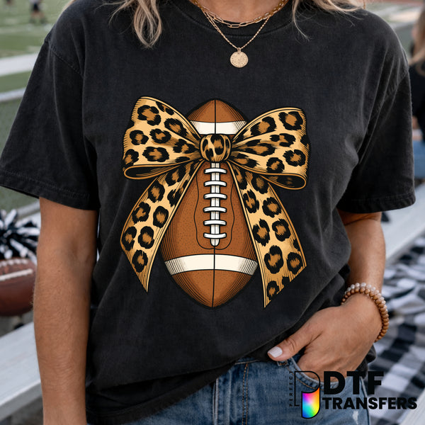 Football with Leopard Bow – Football DTF Transfer
