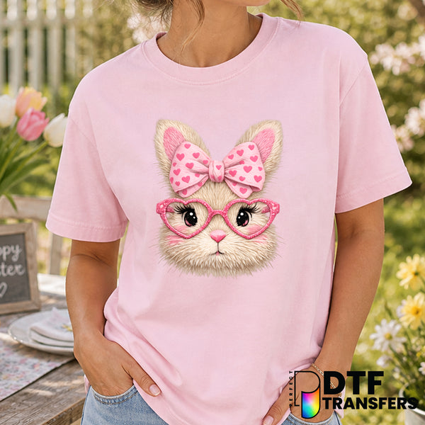 Cute Faux Knit Yarn Pink Bunny – Easter DTF Transfer