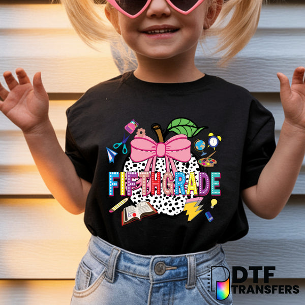 Fifth Grade Welcome Back to School Dalmatian Apple – Teacher DTF Transfer