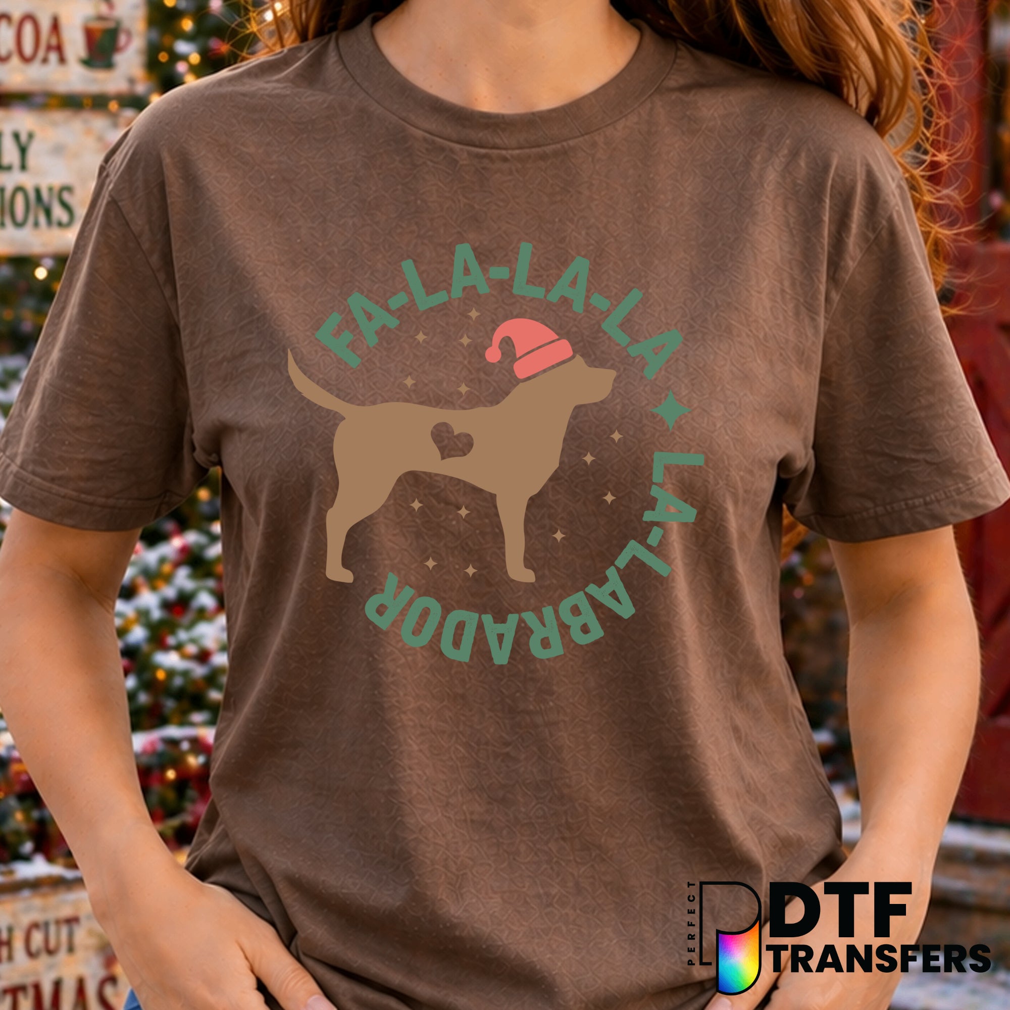 Fa La La Labrador Christmas Dog Mom Pet Lover Heart – Christmas DTF Transfer