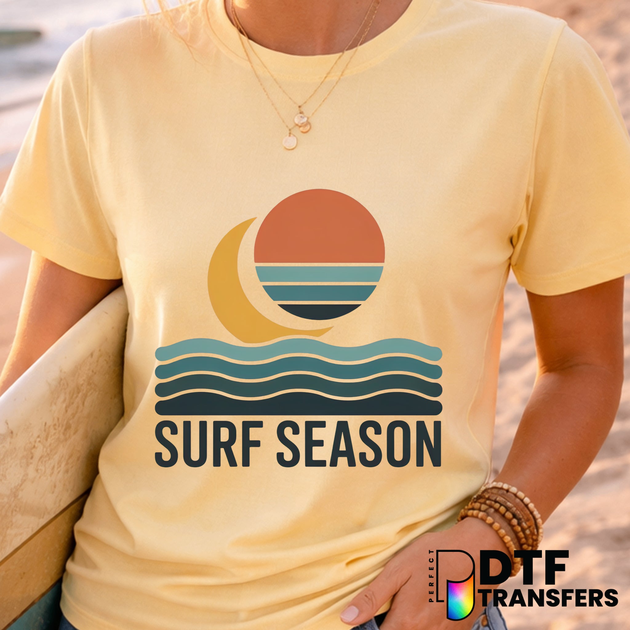 Surf Season Retro Waves – Surfing DTF Transfer