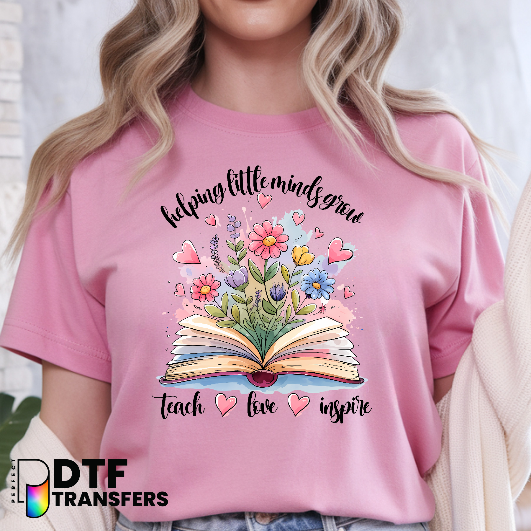 Helping Little Minds Grow – Teacher DTF Transfer