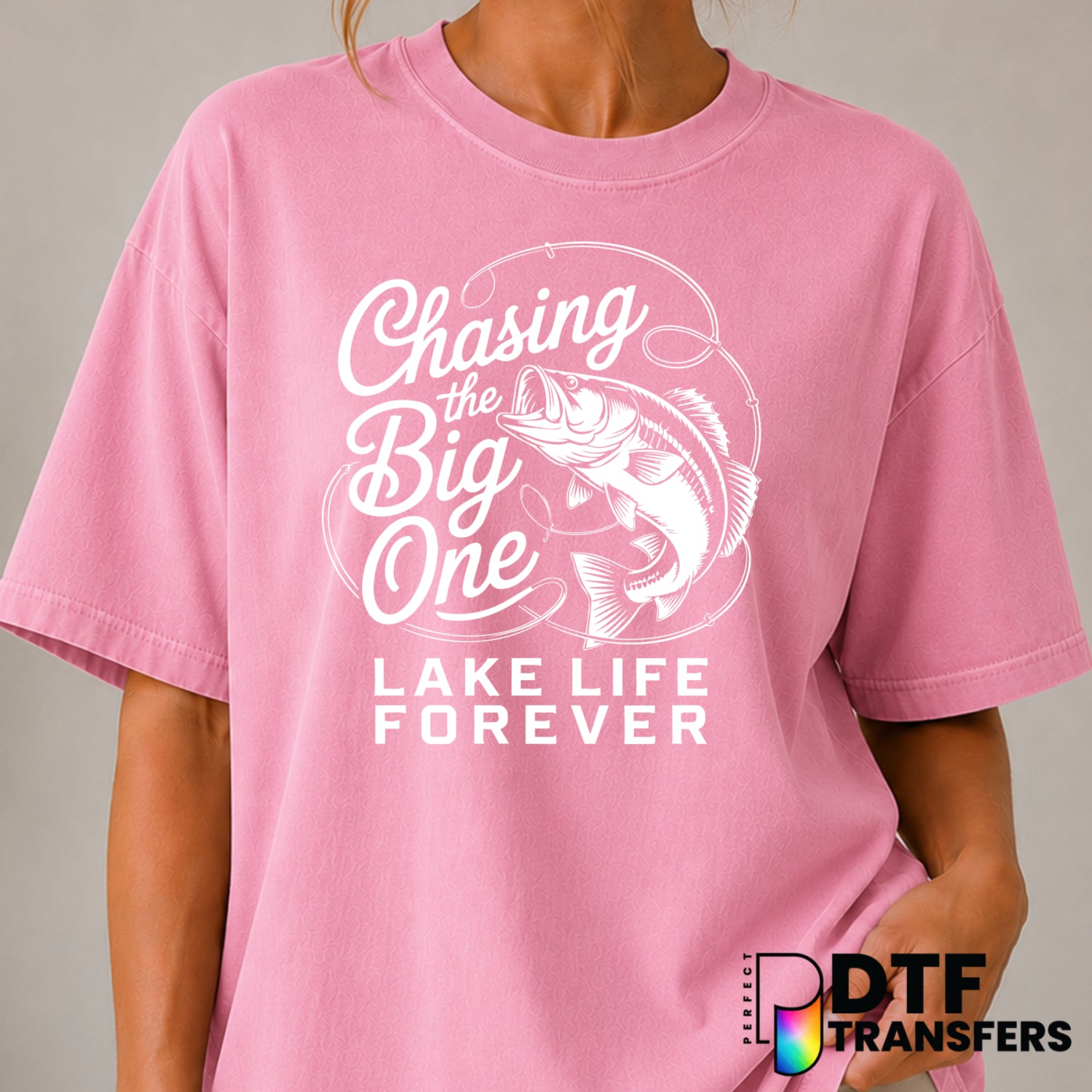 CHASING THE BIG ONE LAKE LIFE FOREVER BASS FISHING – DTF Transfer (view 2 of 2) – by Perfect DTF Transfers – Premade DTF T...