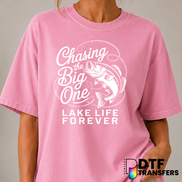 CHASING THE BIG ONE LAKE LIFE FOREVER BASS FISHING – DTF Transfer (view 2 of 2) – by Perfect DTF Transfers – Premade DTF T...