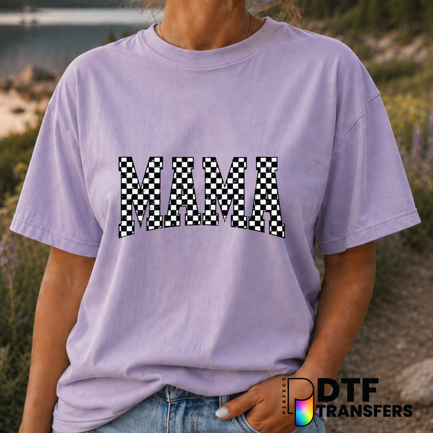 Checkered Mama Varsity Arch – Mother's Day DTF Transfer (view 2 of 2) – by Perfect DTF Transfers – Premade DTF Transfers –...