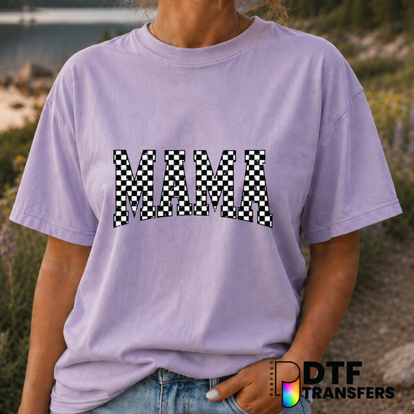 Checkered Mama Varsity Arch – Mother's Day DTF Transfer (view 2 of 2) – by Perfect DTF Transfers – Premade DTF Transfers –...