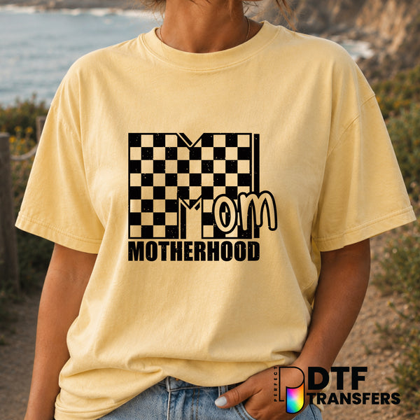 Checkered Mom Heart – Mother's Day DTF Transfer (view 1 of 2) – by Perfect DTF Transfers – Premade DTF Transfers – Mother'...